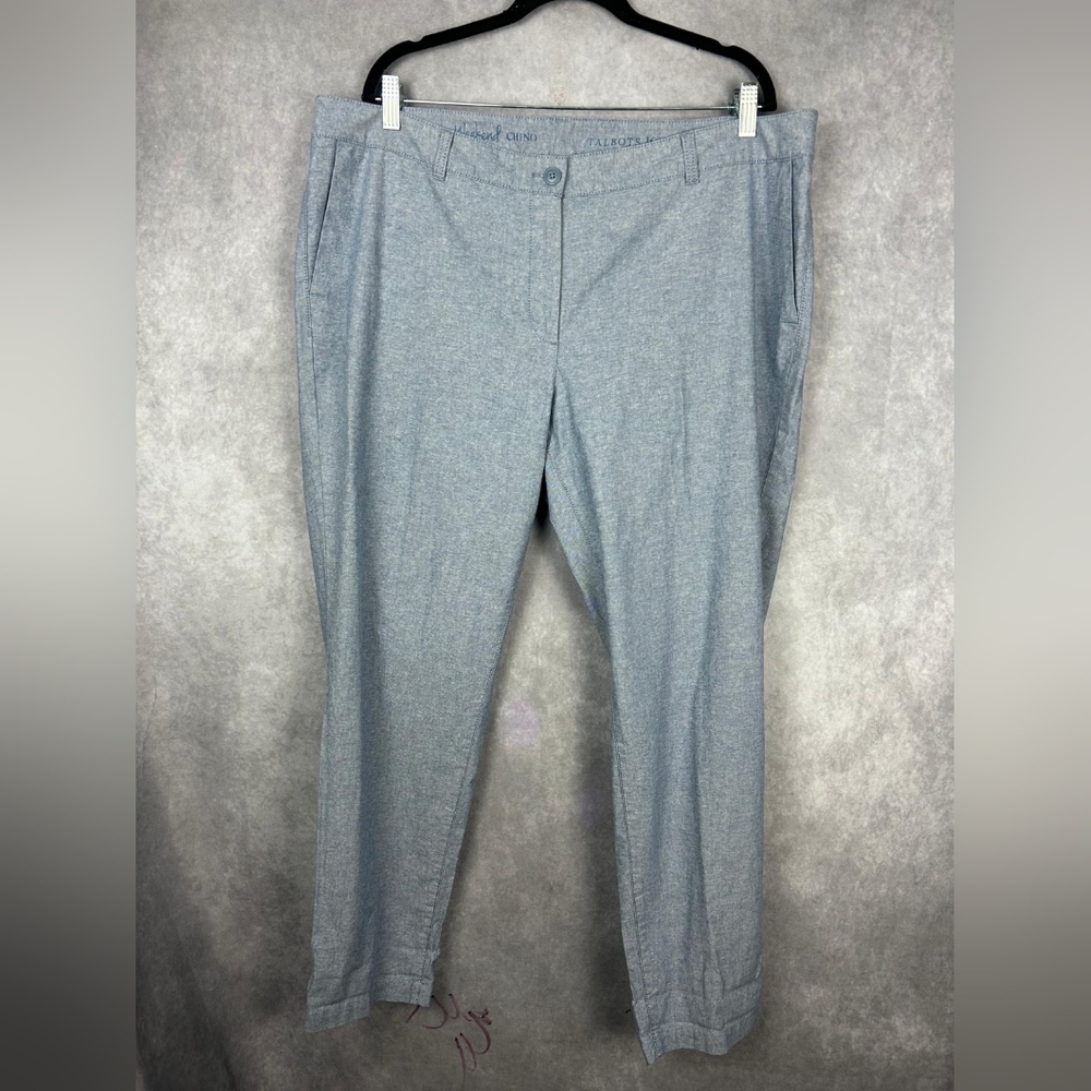 Talbots Pants Womens Blue Measures 16W Hi Rise Front‎ Zip Cropped Capris